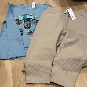 Janie and Jack Blue and Tan Kids Matching Set